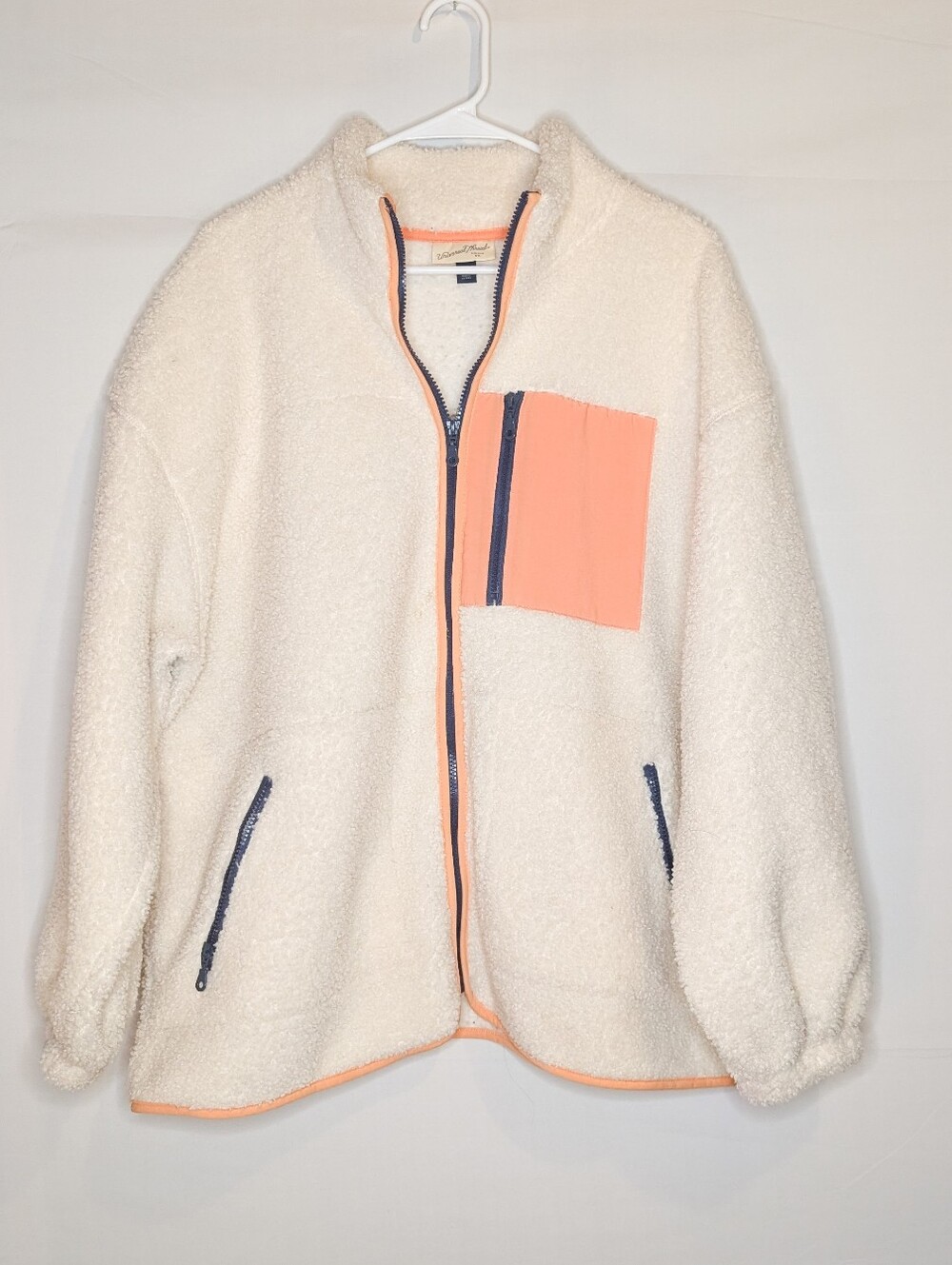 Universal Thread Cream Sherpa Jacket with Peach Trim